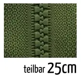Jetzt Kaufen Reißverschluss Profil 5mm oliv grün teilbar 25cm lang für Jacken und Westen