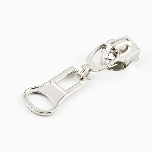 Zipper lang silber mit Gelenk für 5mm Spirale Endlosreißverschluss SR5 Ab Werk