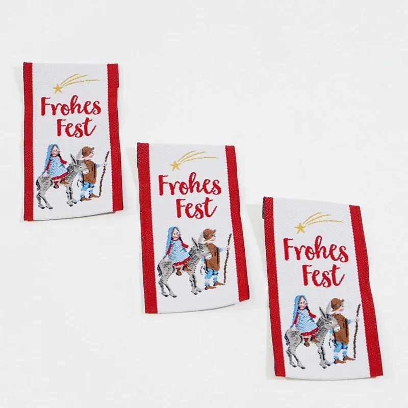 Webetikett Weihnachten – Frohes Fest – großer Aufnäher von acufactum 3×5,5cm Kostenfreie Lieferung