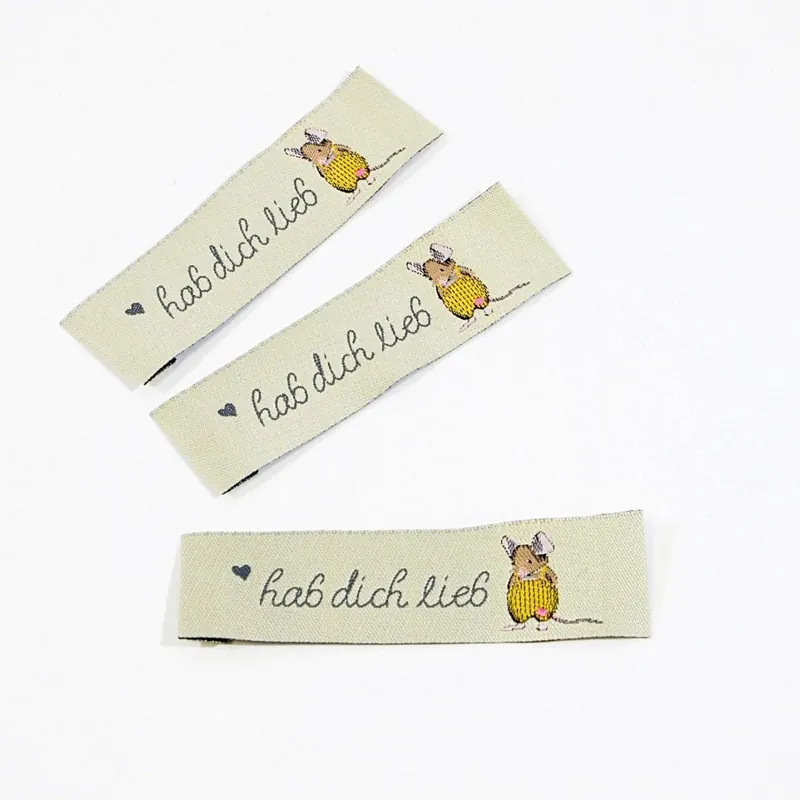 Webetikett kleine Maus – hab dich lieb – Aufnäher von acufactum 2×6,6cm Handgefertigt