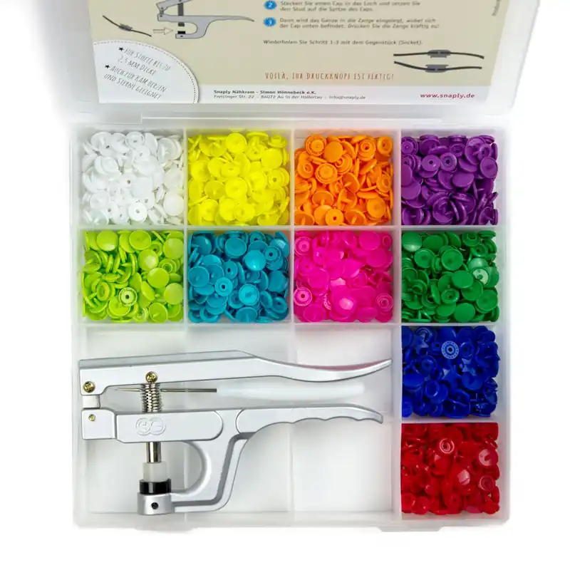 Original Kam Snap Starterset 3 mit Zange & 250 Druckköpfen in 10 Farben