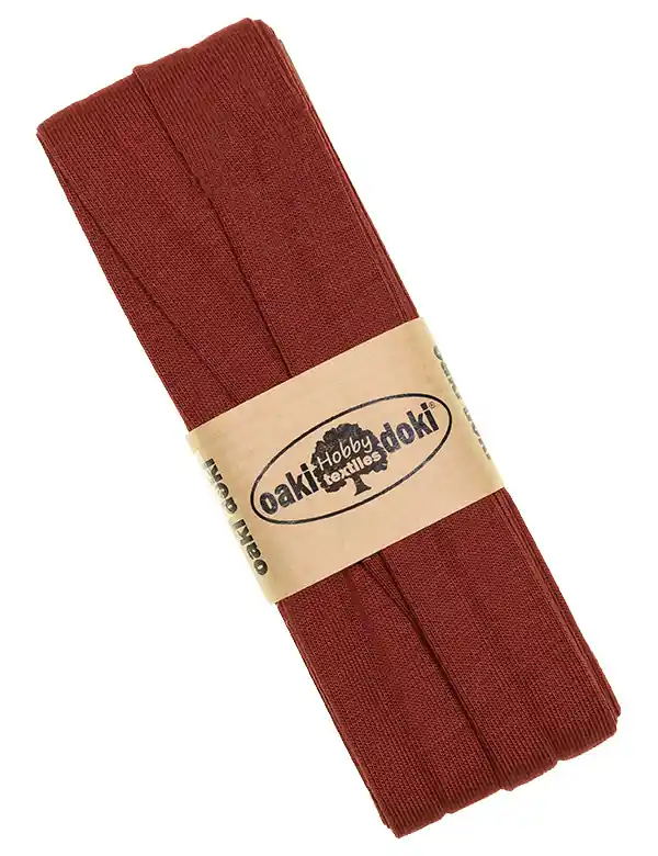 Limited Edition 3m Elastisches Schrägband aus Jersey rost rotbraun – Jerseyschrägband 40/20/10