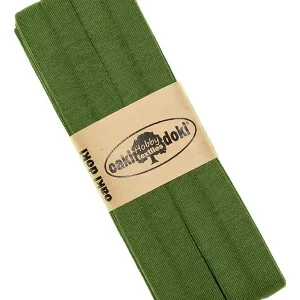 3m Elastisches Schrägband aus Jersey oliv grün - Jerseyschrägband 40/20/10 Schnäppchen