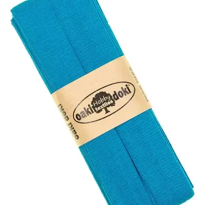 Hochwertig 3m Elastisches Schrägband aus Jersey türkis blau - Jerseyschrägband 40/20/10