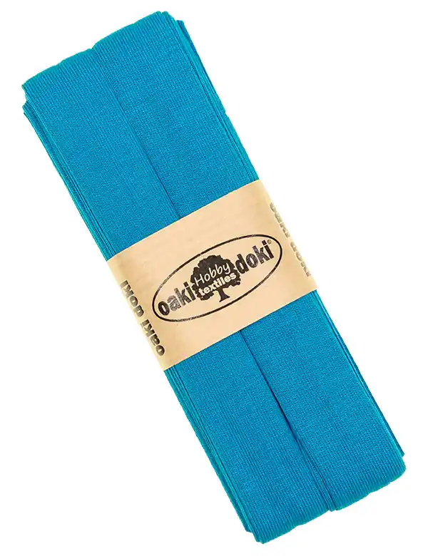 Hochwertig 3m Elastisches Schrägband aus Jersey türkis blau – Jerseyschrägband 40/20/10