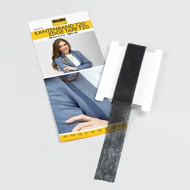 Top-Qualität Vlieseline Kantenband T20 schwarz – Kanten sichern und fixieren (5m)