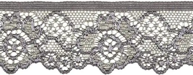 Elastische Spitze grau 3cm Wäschespitze Elastic Lace Gummi Zierband Perlonspitze Neue Kollektion