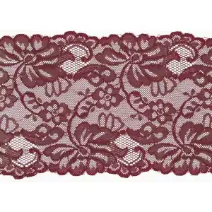 extra breite elastische Spitze bordeaux rot 15cm – Wäschespitze Elastic Lace Gummi Zierband Ausverkauf