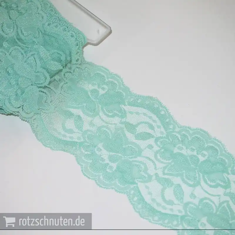 Direktkauf Elastische Spitze mint 9cm Wäschespitze Elastic Lace Gummi Zierband Raschelspitze