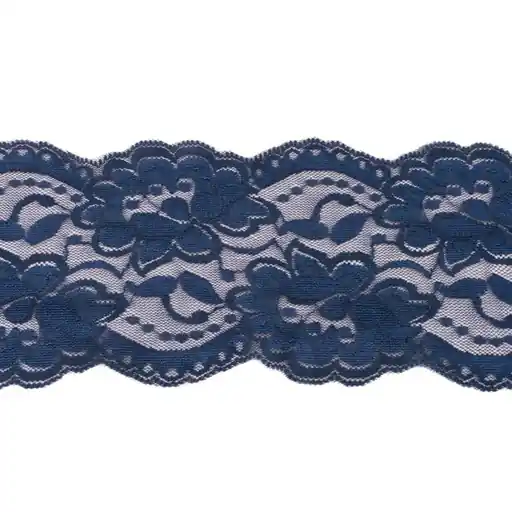 Großhandel Elastische Spitze blau 9cm Wäschespitze Elastic Lace Gummi Zierband Raschelspitze