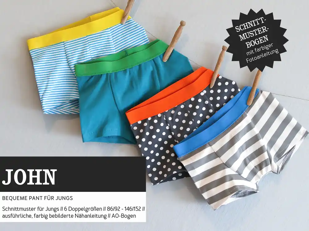 Exklusiv Schnittmuster Kids JOHN • Bequeme Pants für Jungen von Studio Schnittreif • Gr. 86/92-146/152