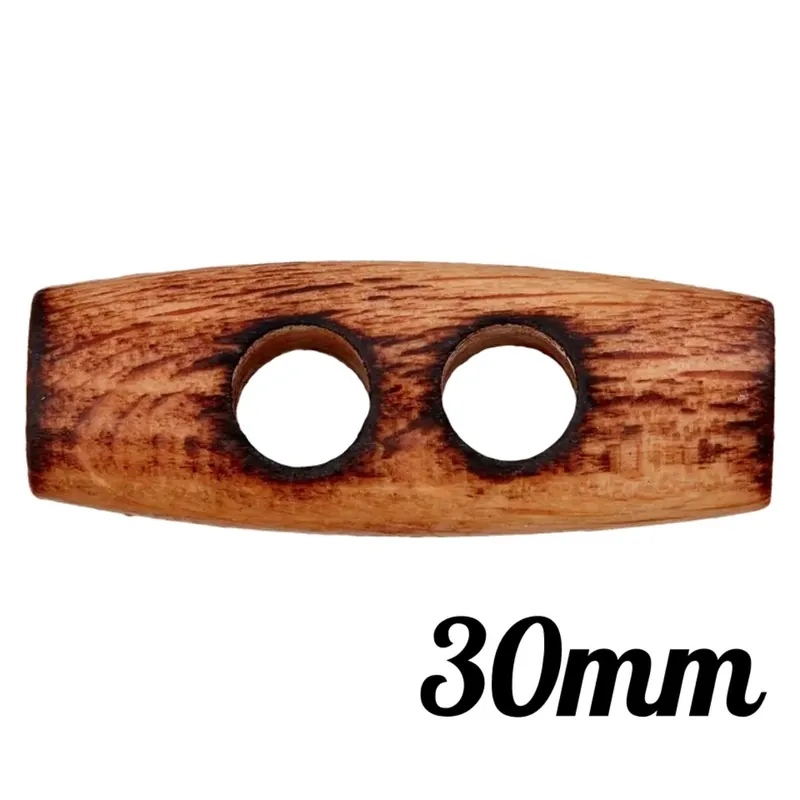 2 Loch Knopf Knebel aus Holz 3cm breit und waschbar Günstig