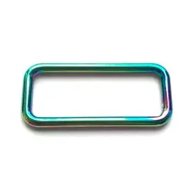 Mengenrabatt Metall Vierkantring 25mm rainbow – für Taschen & Gurtbänder
