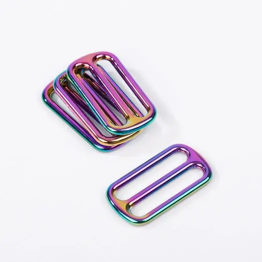 Top-Qualität Metall Schieber schmal 25mm rainbow – Leiterschnalle Stegschnalle für 2,5cm Gurtbänder