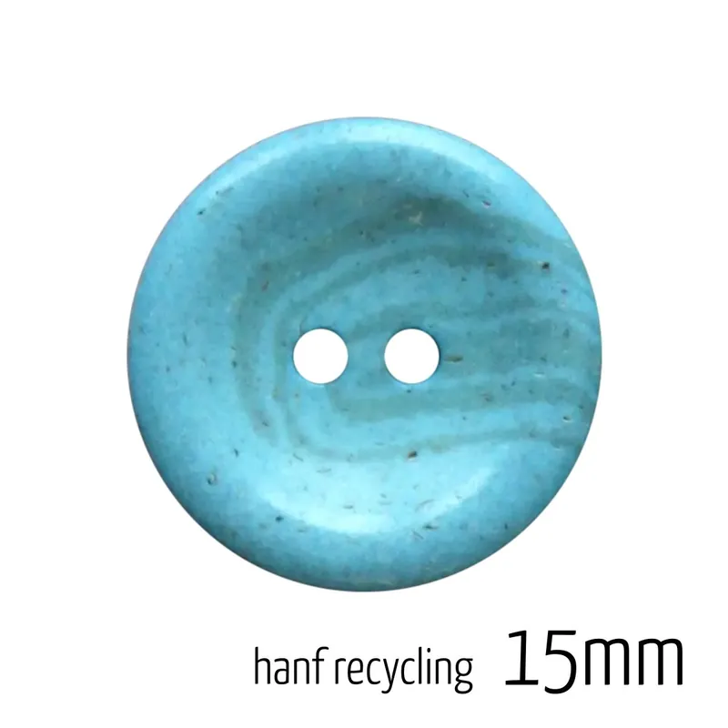 Solange Der Vorrat Reicht Knopf rund 15mm türkis 2 Loch – Hanf Recycling Button petrol