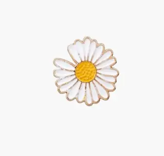 Hochwertig Knopf Blüte Gänseblümchen weiß gold – Ø15mm – Motivknopf Blume mit Öse