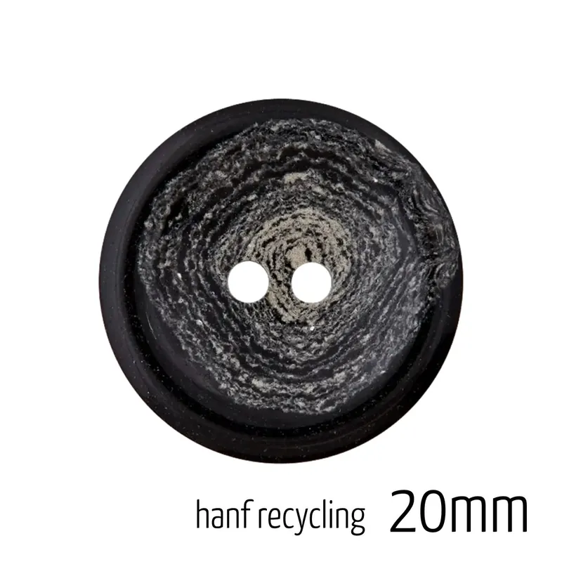 Sofort Bestellen Knopf rund 20mm schwarz 2 Loch – Hanf Recycling Button black