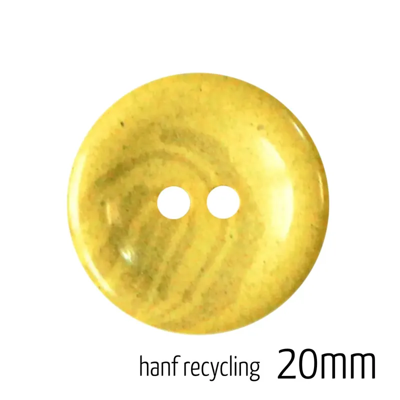 Abverkauf Knopf rund 20mm gelb 2 Loch – Hanf Recycling Button yellow sun