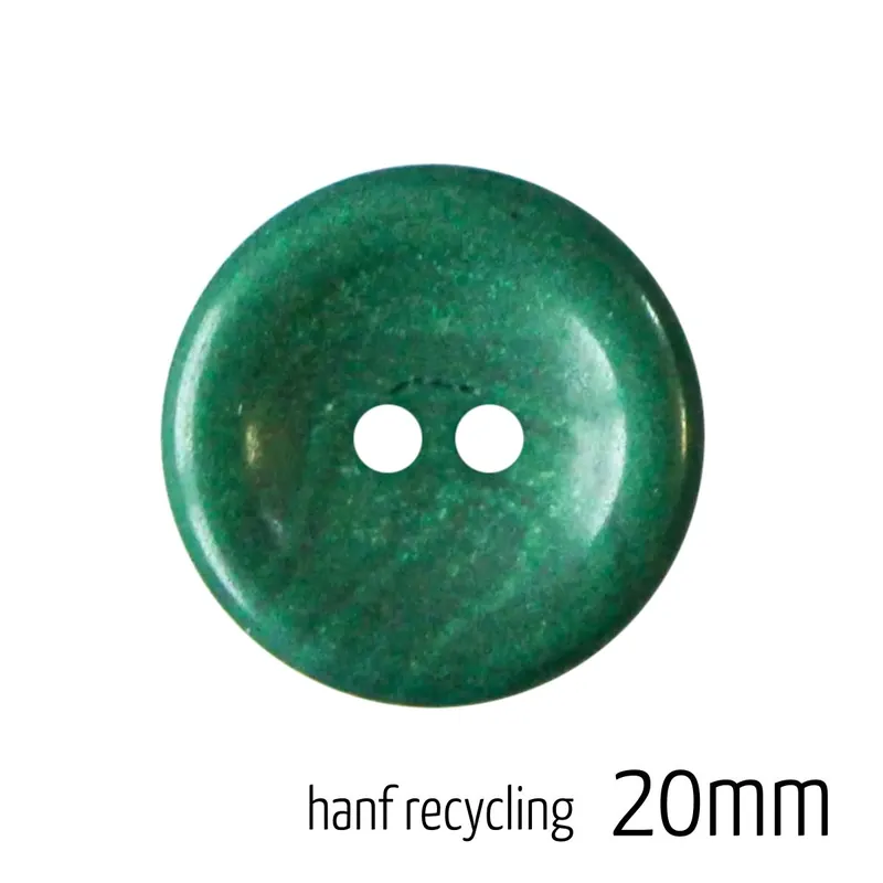 Knopf rund 20mm dunkelgrün 2 Loch – Hanf Recycling Button dark green Direkt Vom Hersteller