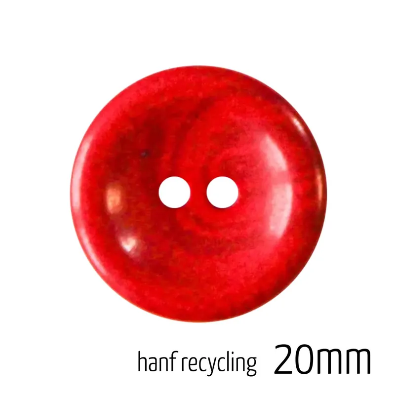 Jetzt Zugreifen Knopf rund 20mm rot 2 Loch – Hanf Recycling Button red