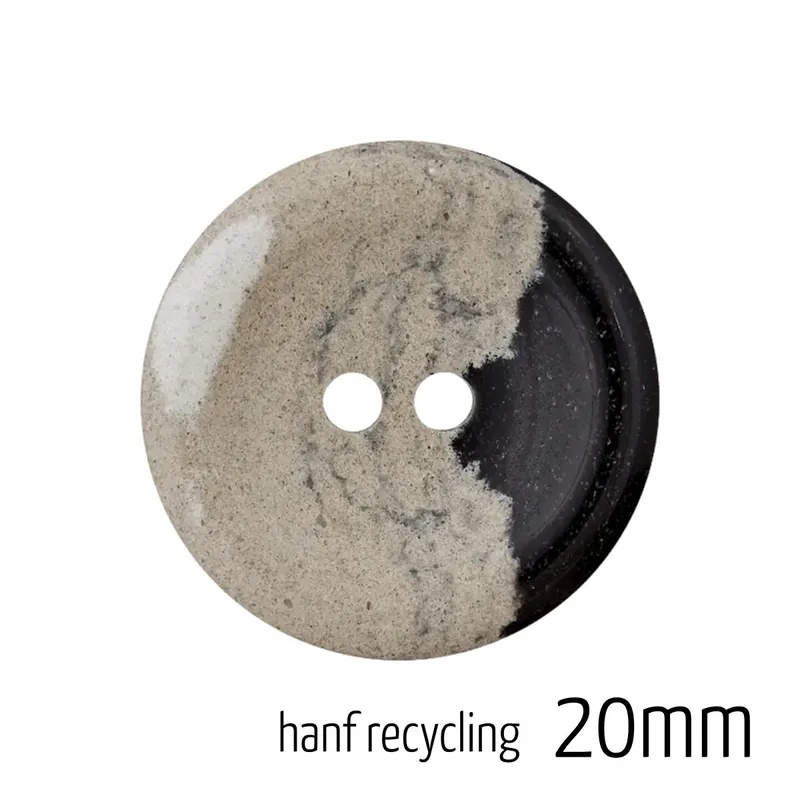 Mega-Angebot Knopf rund 20mm schwarz grau 2 Loch – Hanf Recycling Button multi