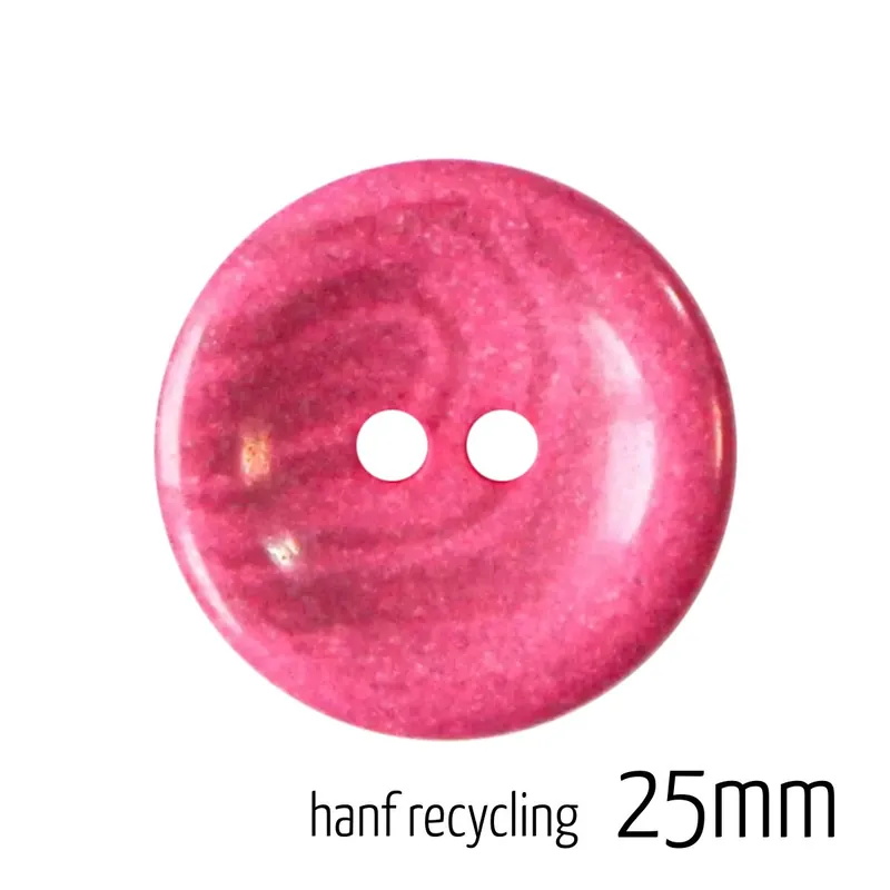 Knopf rund 25mm pink 2 Loch – Hanf Recycling Button berry Neu