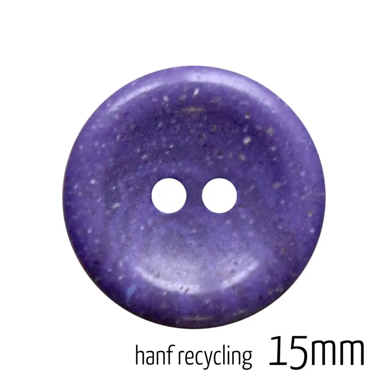 Heute Kaufen Knopf rund 15mm flieder 2 Loch – Hanf Recycling Button violet