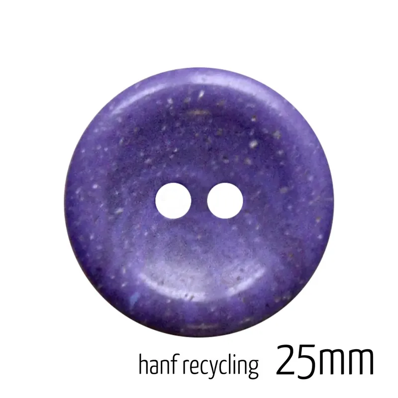 Weltweiter Versand Knopf rund 25mm flieder 2 Loch – Hanf Recycling Button violet