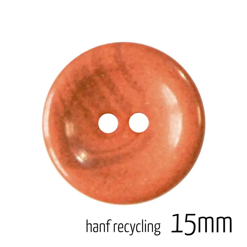 Neu Knopf rund 15mm orange 2 Loch – Hanf Recycling Button orange