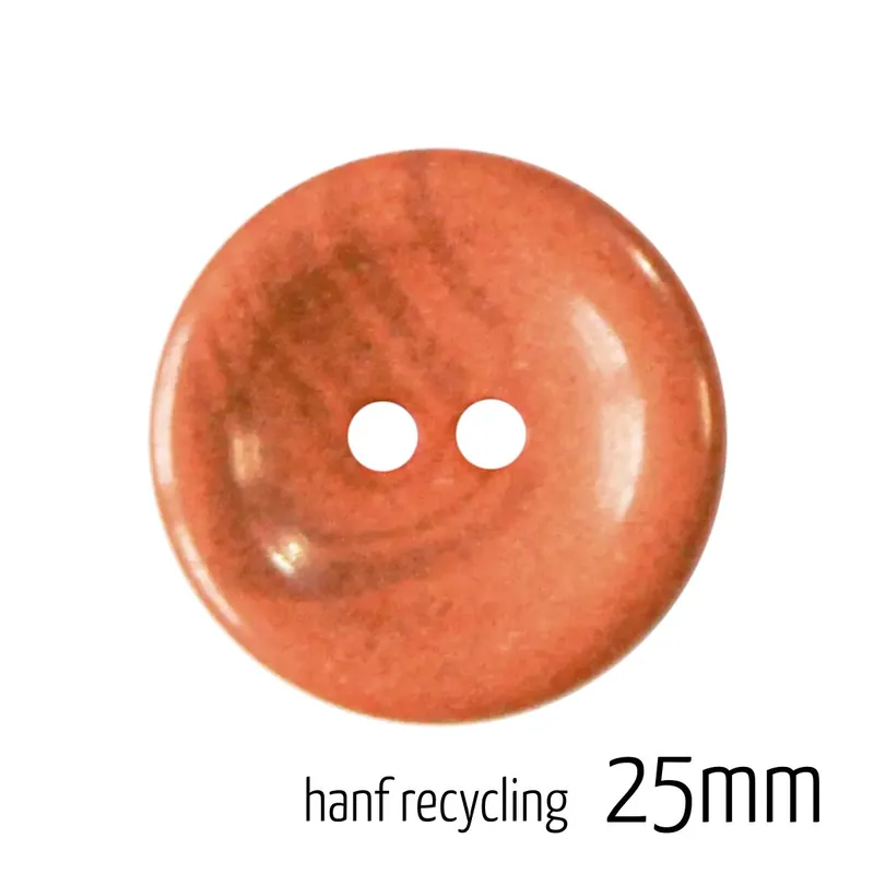 Super-Preis Knopf rund 25mm orange 2 Loch – Hanf Recycling Button orange