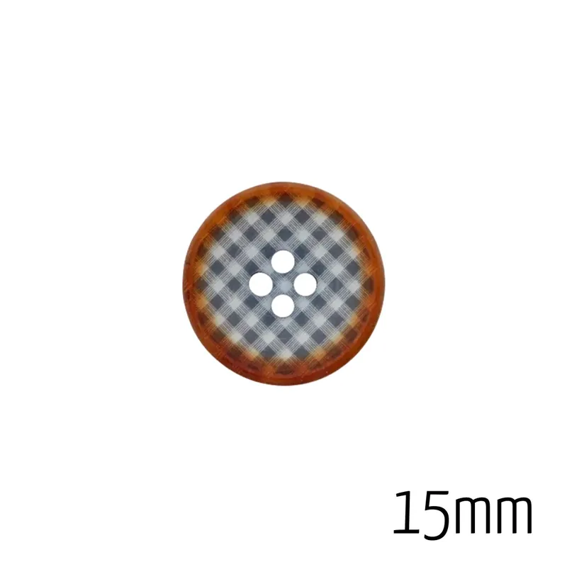 Direktkauf Knopf rund 15mm karo dunkelblau 4 Loch – karierter Trachten Button navy