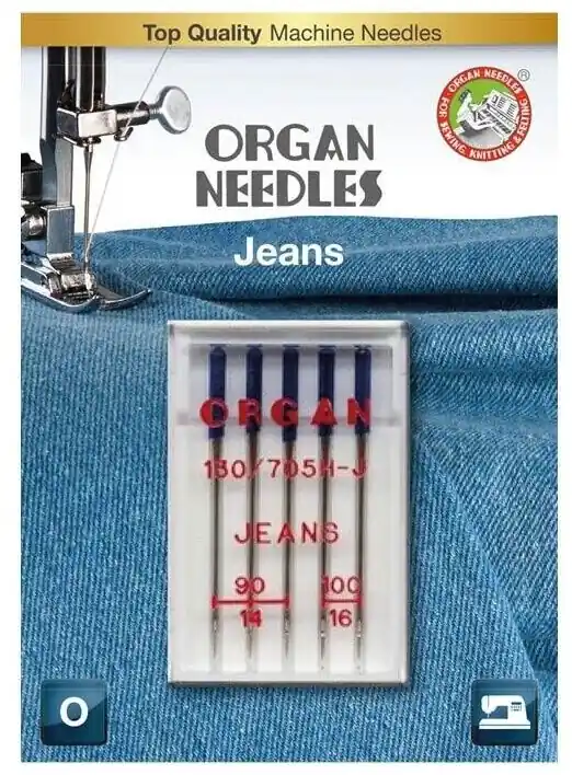 Hochwertig ORGAN ECO Nähmaschinen Nadeln – Jeans Mix 90/14 – 100/16 – für Denim, Kunstleder, Canvas