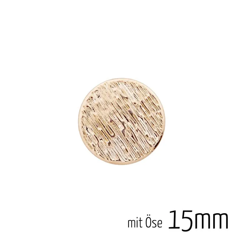 Kracherpreis Knopf mit Öse aus Metall rund Ø15mm helles gold – Uniform Knopf