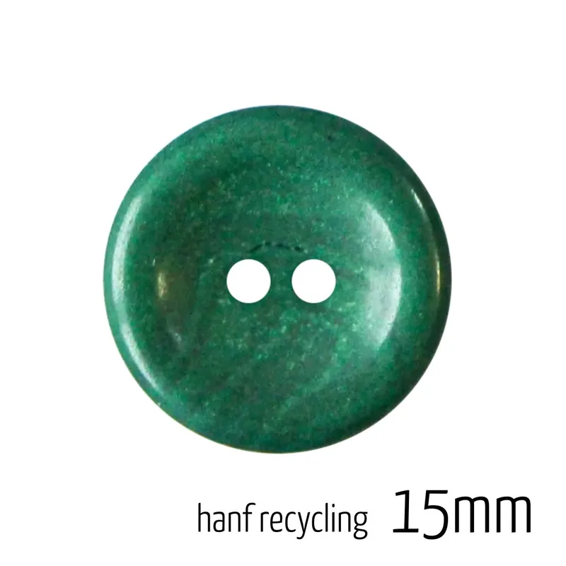 Knopf rund 15mm dunkelgrün 2 Loch – Hanf Recycling Button dark green Meistverkauft