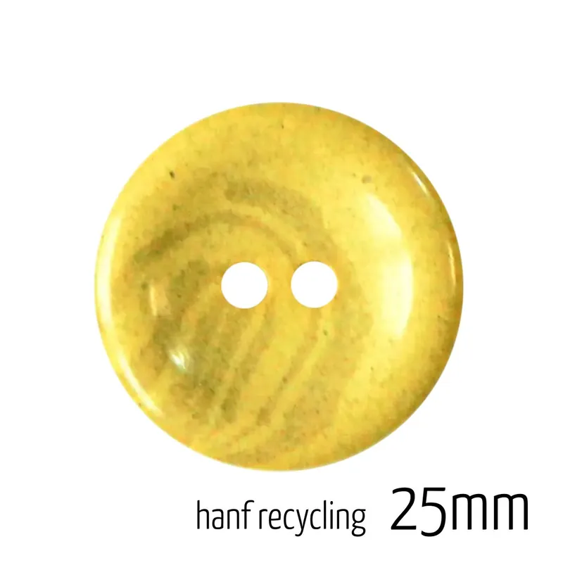 Knopf rund 25mm gelb 2 Loch – Hanf Recycling Button yellow sun Nur Für Kurze Zeit