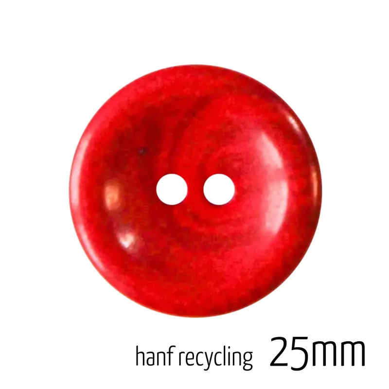 Knopf rund 25mm rot 2 Loch – Hanf Recycling Button red Premium