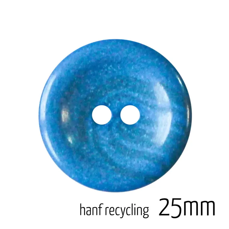 Knopf rund 25mm blau 2 Loch – Hanf Recycling Button blue Preis Gesenkt