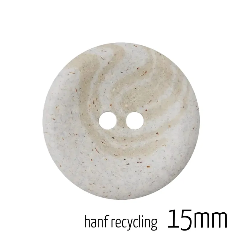 Knopf rund 15mm hellgrau 2 Loch – Hanf Recycling Button grey Top-Qualität