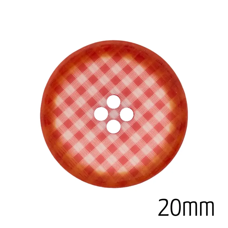 Knopf rund 20mm karo bordeaux rot 4 Loch – karierter Trachten Button dunkelrot Original