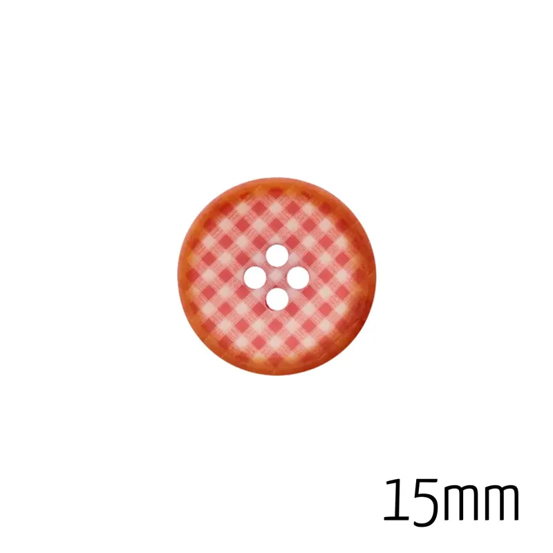Zertifiziert Knopf rund 15mm karo bordeaux rot 4 Loch – karierter Trachten Button dunkelrot