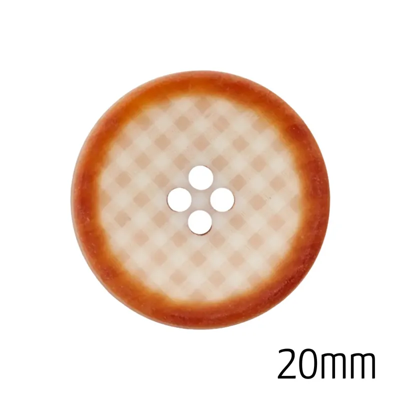 Preiswert Knopf rund 20mm karo beige 4 Loch – karierter Trachten Button sand