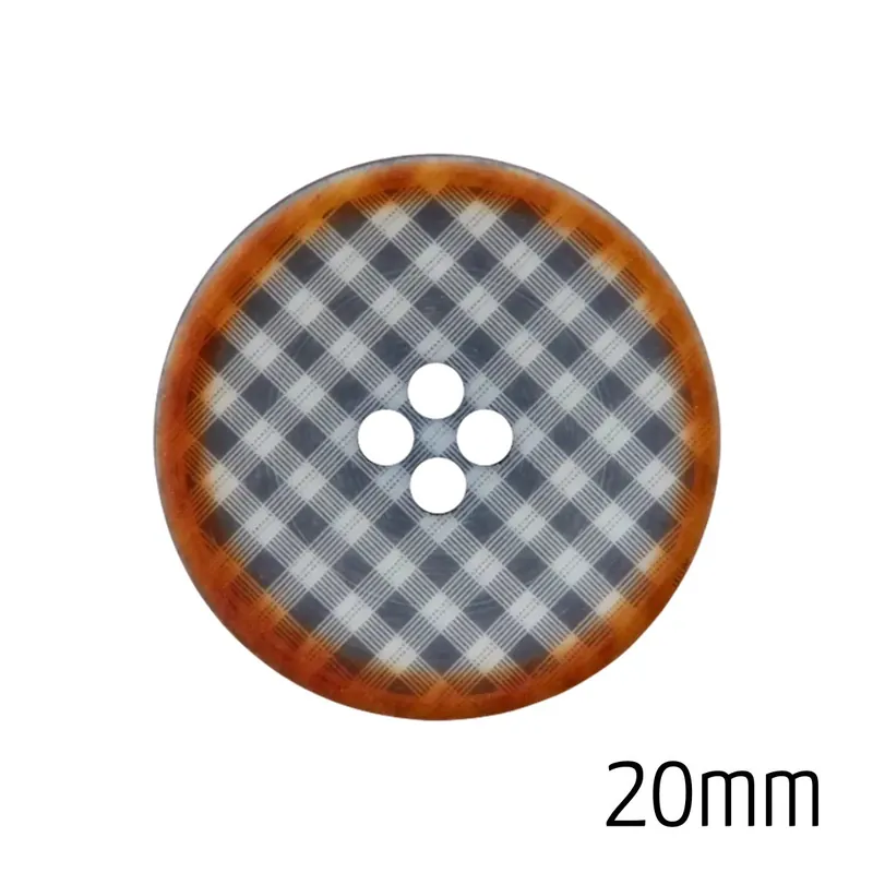 Knopf rund 20mm karo dunkelblau 4 Loch – karierter Trachten Button navy Kracherpreis