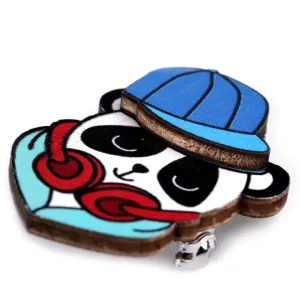 Brosche Cooler Panda Basecap aus Holz zum Anstecken Drapieren & Dekorieren Saisonangebot