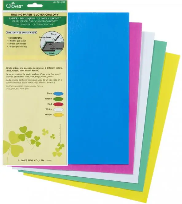 Saisonangebot Clover Kopierpapier in 5 Farben – Schnittmusterpapier Kopierpapier für Kopierrädchen – Tracing Papie