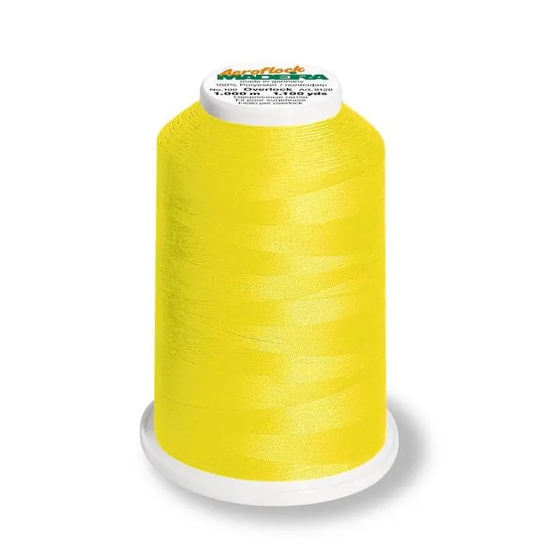 Aeroflock 100 neon gelb – 1000m Bauschgarn von Madeira – Overlock Garn Kostenfreie Lieferung