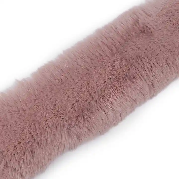 Sofort Bestellen Fellbesatz altrosa 100cm lang für Kragen und Kapuzen aus Kunstfell
