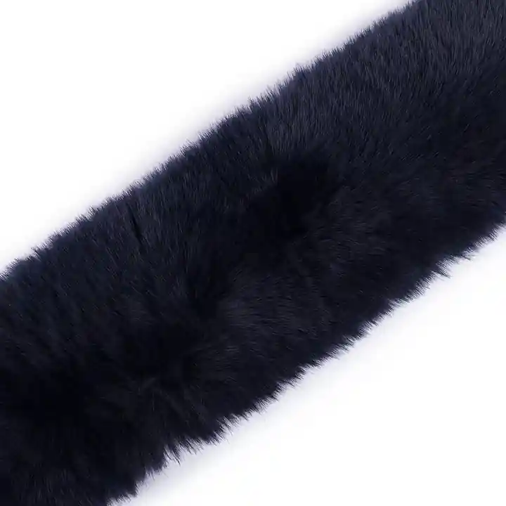 Fellbesatz navy dunkelblau 100cm lang für Kragen und Kapuzen aus Kunstfell Handgefertigt