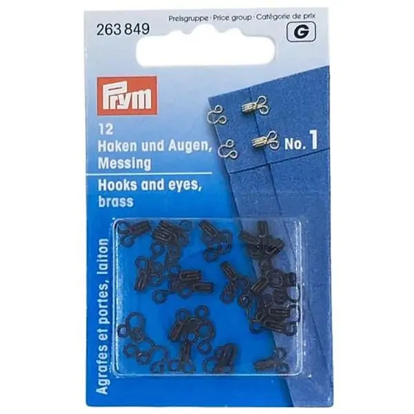 12 Haken & Augen von Prym in schwarz Gr. 1 Mini – Verschluß Haken Öse klein für Dessous Kleider Röck Beliebt