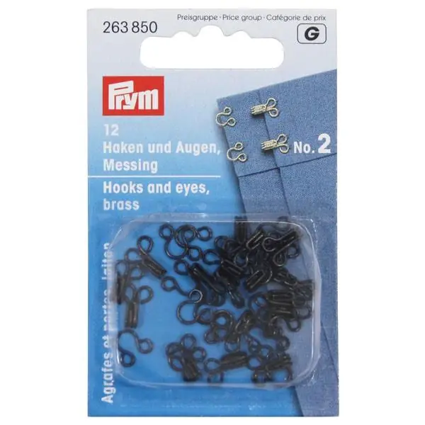 12 Haken & Augen von Prym in schwarz Gr. 2 Midi – Verschluß Haken Öse mittel für Kleider & Röcke Solange Der Vorrat Reicht