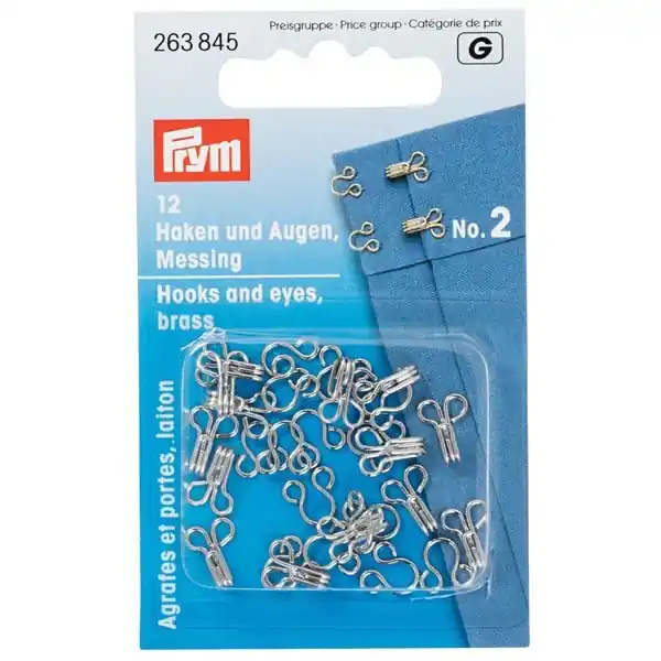 Heißes Angebot 12 Haken & Augen von Prym in silber Gr. 2 Midi – Verschluß Haken Öse mittel für Kleider & Röcke